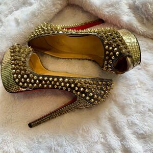 Christian Louboutin Gold Spiked Heels